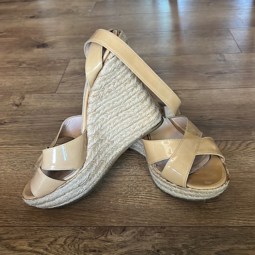 Prada beige patent wedges-size 38